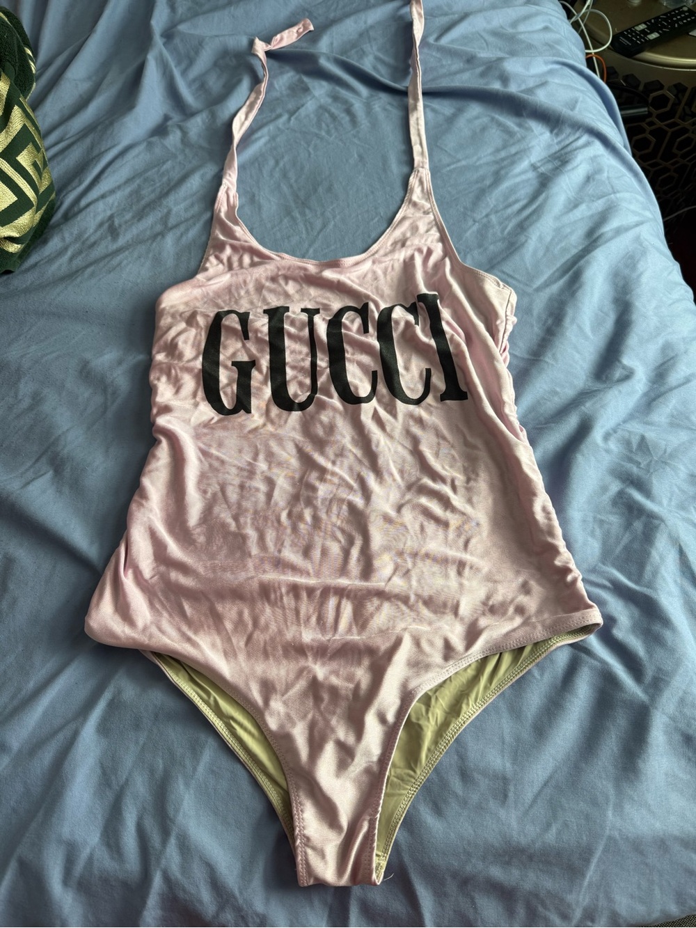 Gucci Light Pink Logo One-Piece Bodysuit for Kids